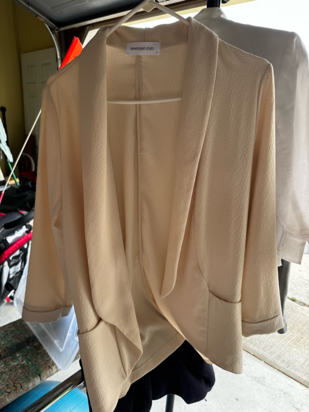 Seventeen Stars Women's Cream Draped Open Blazer Jacket